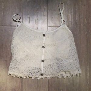 Cream Lace Crop Top